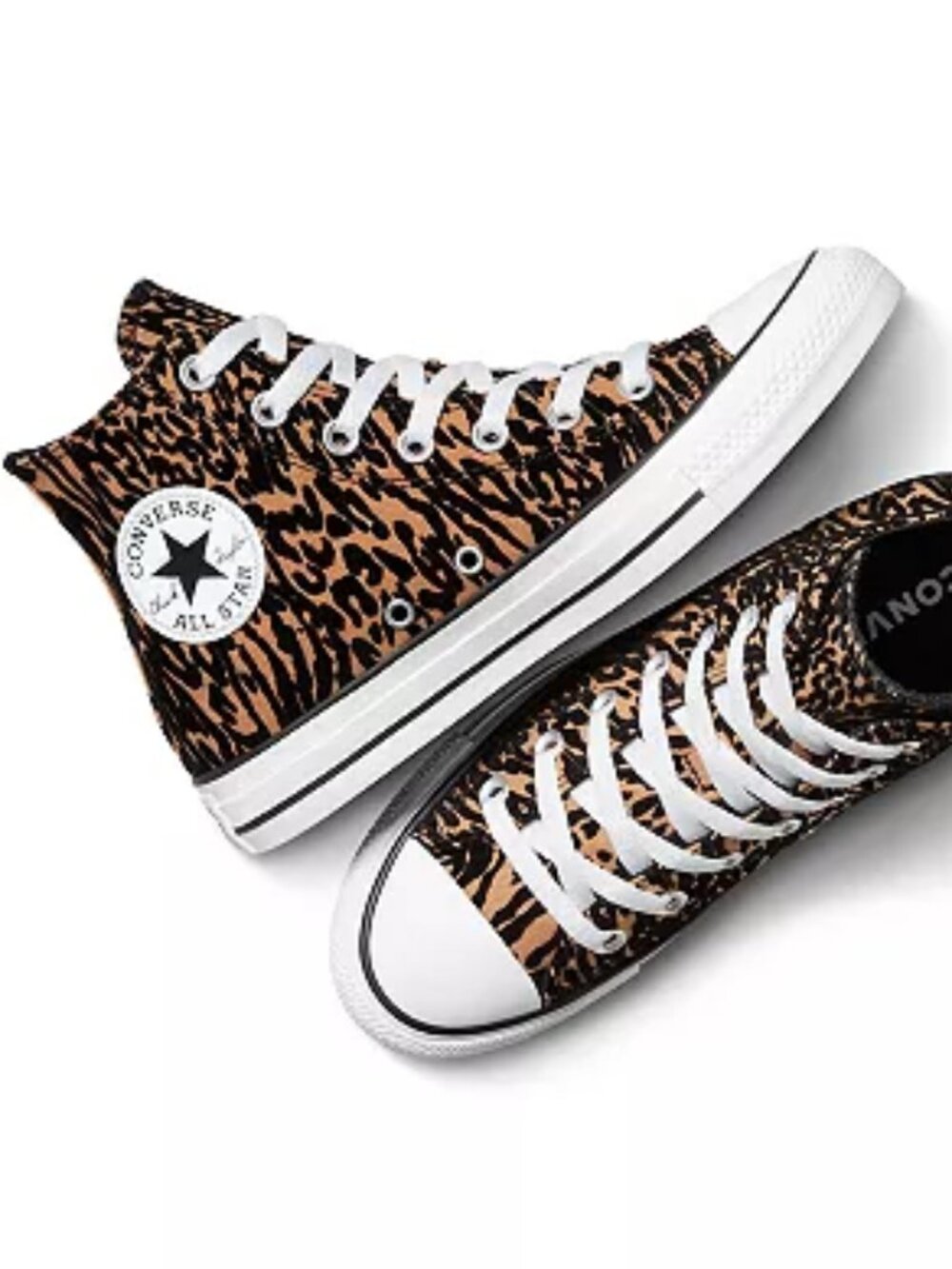 Converse Animal Print Adult High-Top Sneakers,Brown Leopard, Size:  M3.5 / W5.5